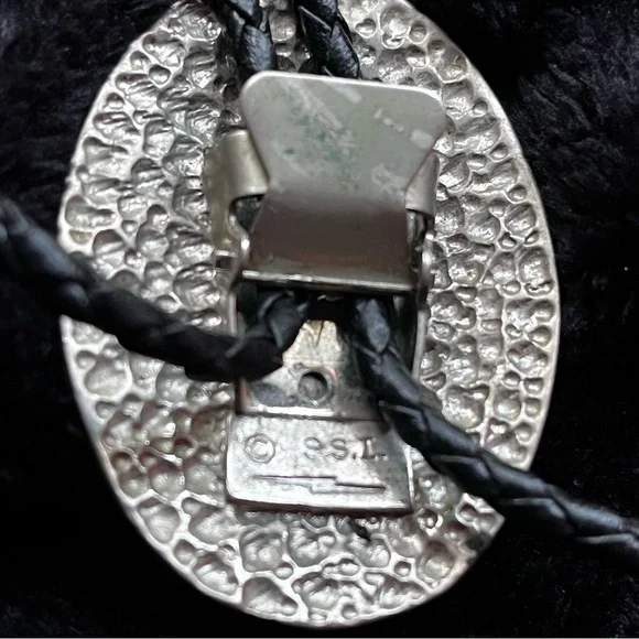 Navajo Turquoise, Coral, & Claw Bolo Tie - Picture 3 of 15